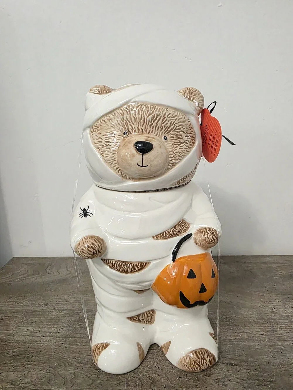 Halloween Creepy Critters Mummy Teddy Bear Canister Cookie Jar